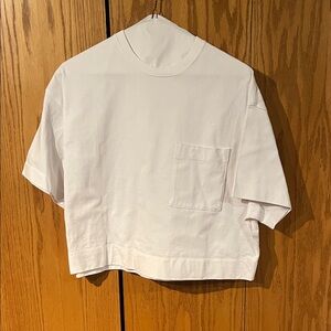 Athleta Women’s White Cropped T-Shirt with Pocket